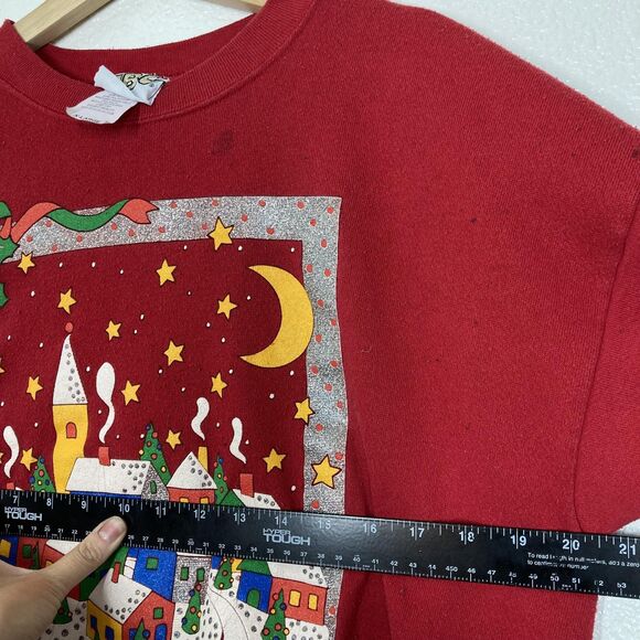 Vintage MBC Sweatshirt Mens XL Christmas Village Graphic Crewneck Made USA 90s - Picture 6 of 15